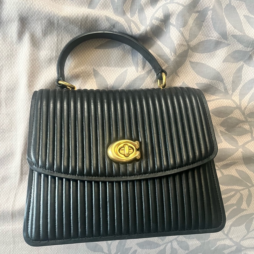 Coach Parker Black Quilted top handle Handbag